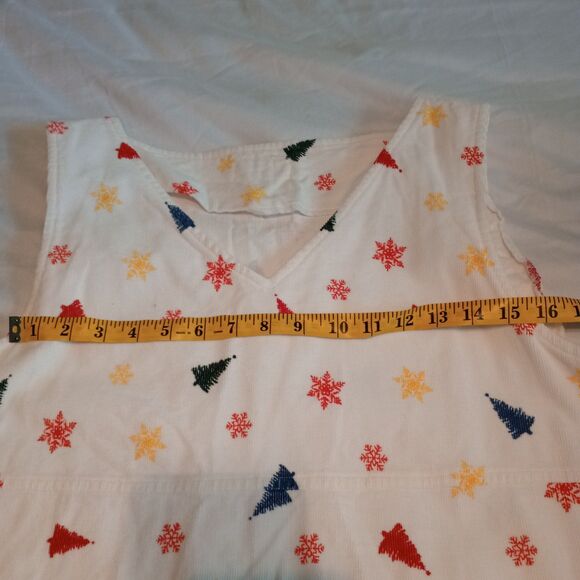 Women's Corduroy Maxi Art To Wear Jumper. White, Christmas Trees Pockets *Read* - Picture 5 of 10